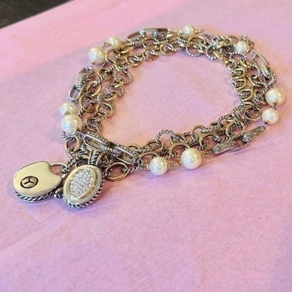 ✨✨ Silver Textured Chain Link Necklace w Pearls ✨ - Picture 15 of 15